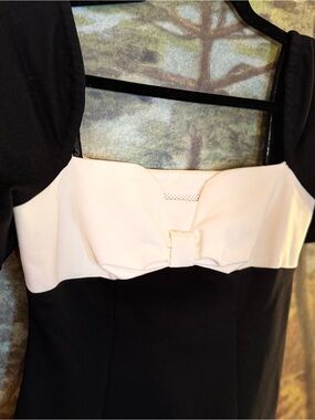 Anthropologie Black and White Square-Neck Mini Dress